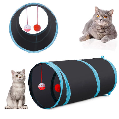 22Pcs Cat Toys Kitten Toy Set Collapsible Blue Black Cat Tunnel Interactive Pet Toys Teaser Cat Feather Toys Colorful Mouse Plush Ball Bell Ball Toy Kit Kitten Bunny Puppy
